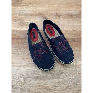 Carolina Herrera Women's Espadrilles Size 40 Canvas & Jute Navy Red
